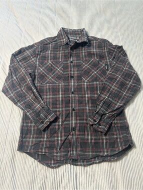 Wolverine Gray and Red Plaid Button-Down Shirt